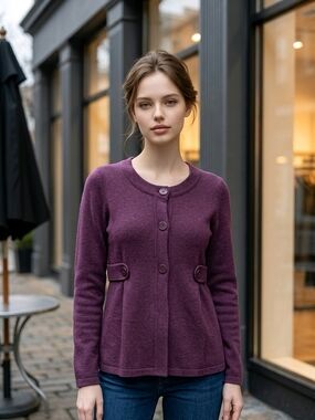 Banana Republic Plum Button-Front Knit Cardigan
